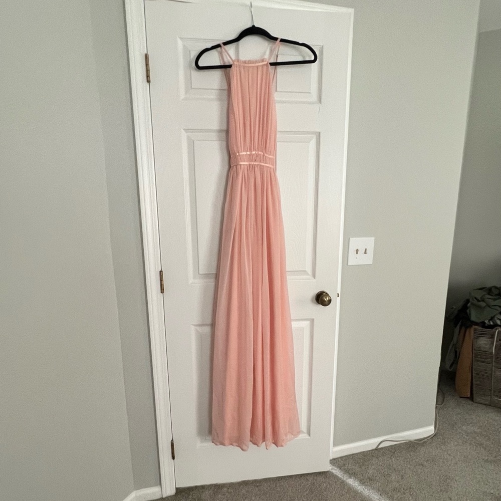 Lulu’s light pink high neck maxi dress